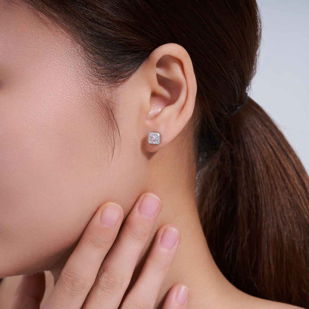 Ottavo Moissanite Stud Earrings in Sterling Silver