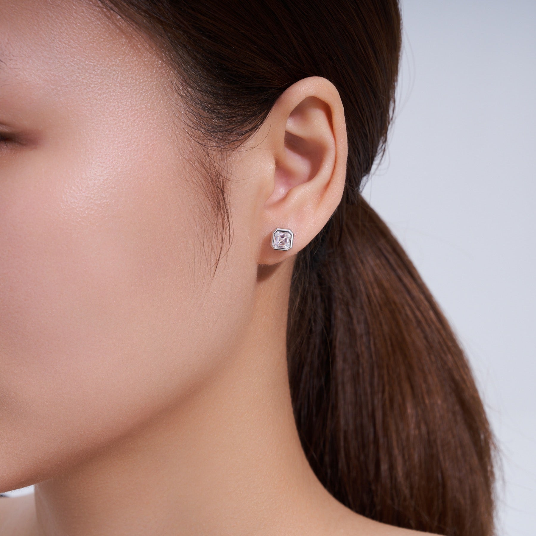 Ottavo Moissanite Stud Earrings in Sterling Silver