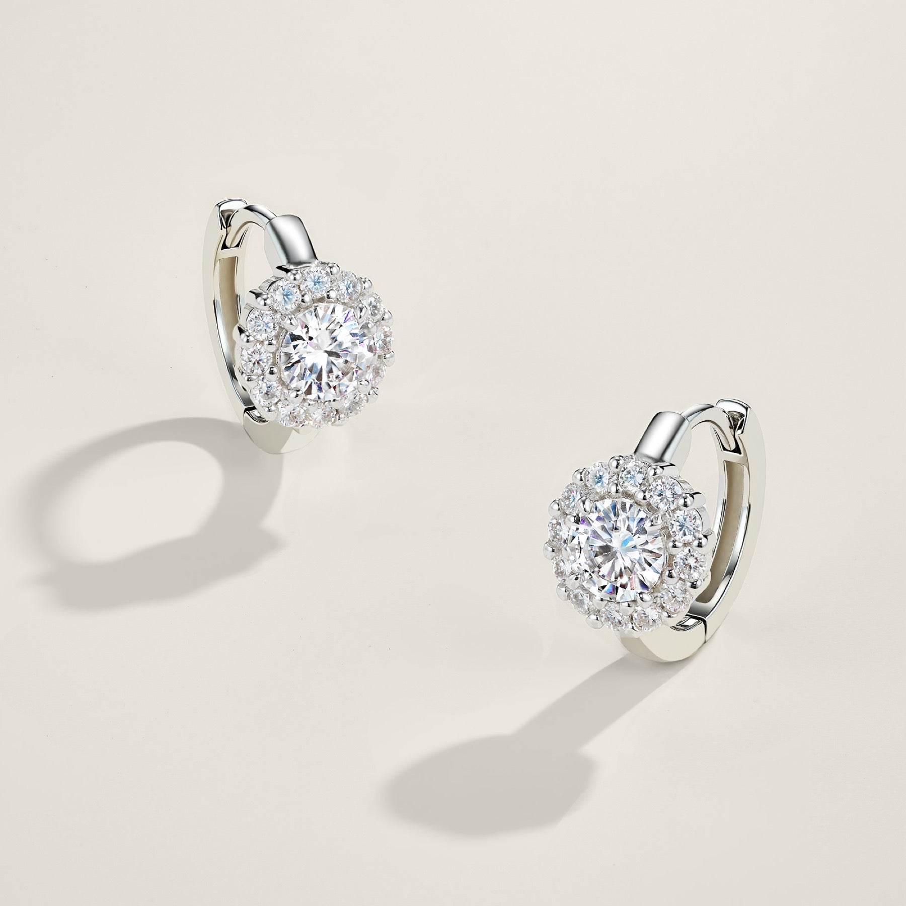 Aureolina Moissanite Drop Huggie Hoop Earrings in Sterling Silver