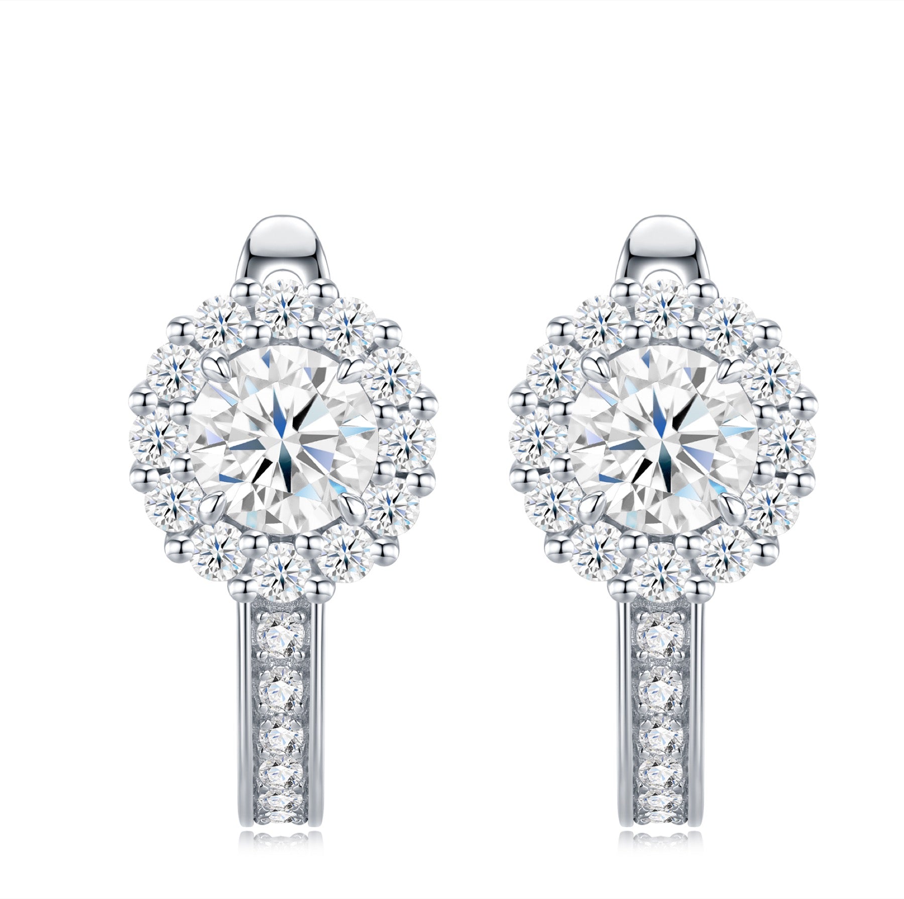 Aloella Moissanite Drop Huggie Hoop Earrings in Sterling Silver