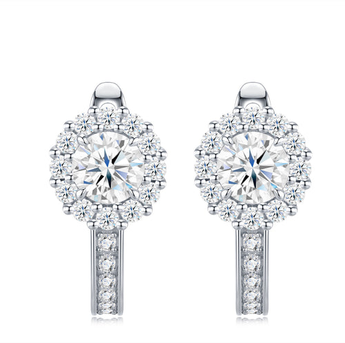 Aloella Moissanite Drop Huggie Hoop Earrings in Sterling Silver
