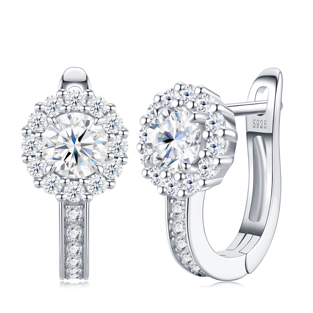 Aloella Moissanite Drop Huggie Hoop Earrings in Sterling Silver