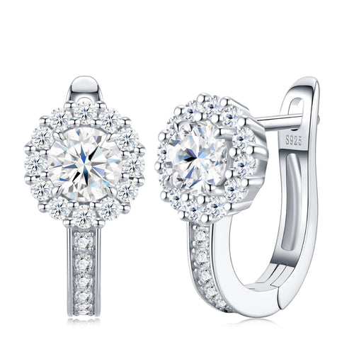 Aloella Moissanite Drop Huggie Hoop Earrings in Sterling Silver