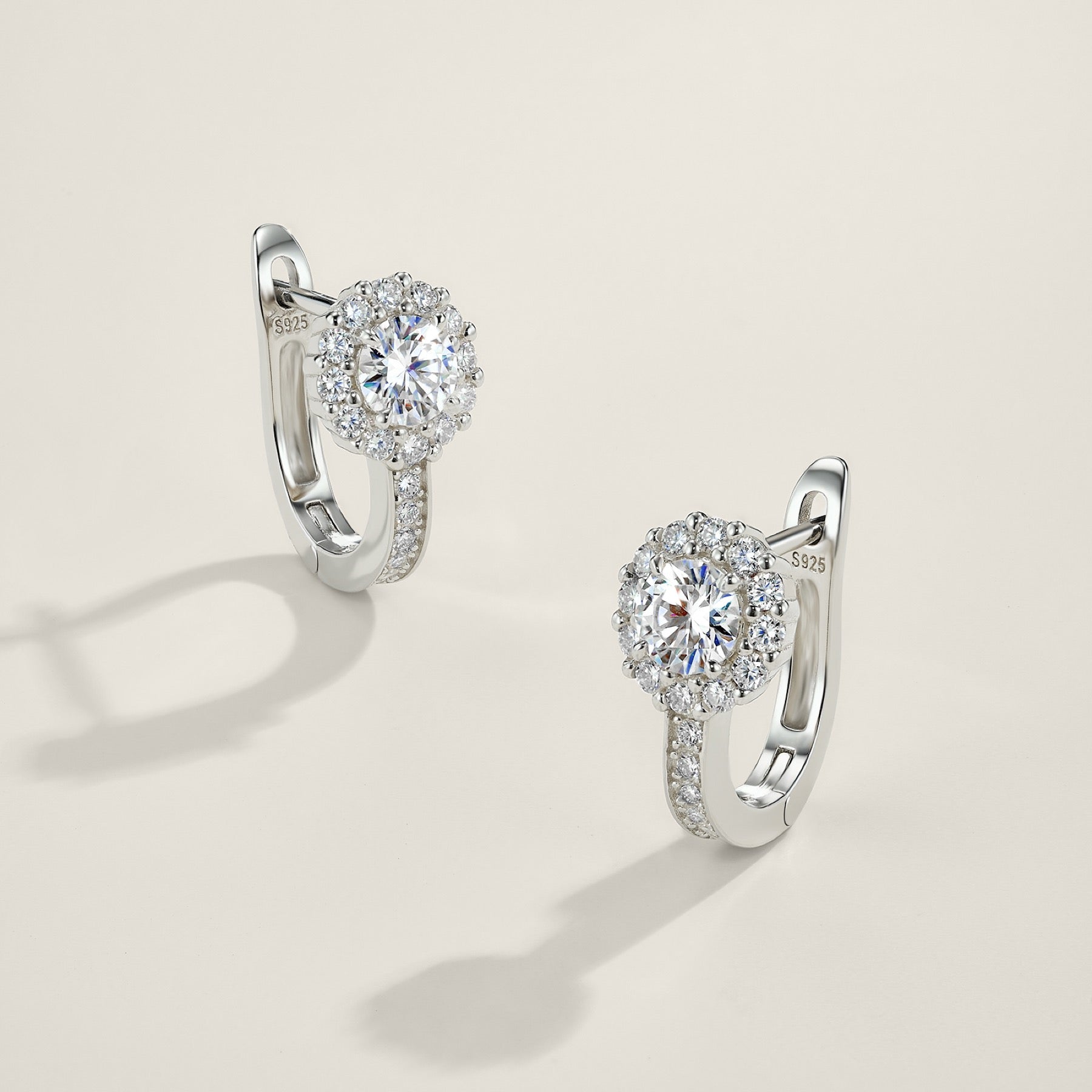 Aloella Moissanite Drop Huggie Hoop Earrings in Sterling Silver