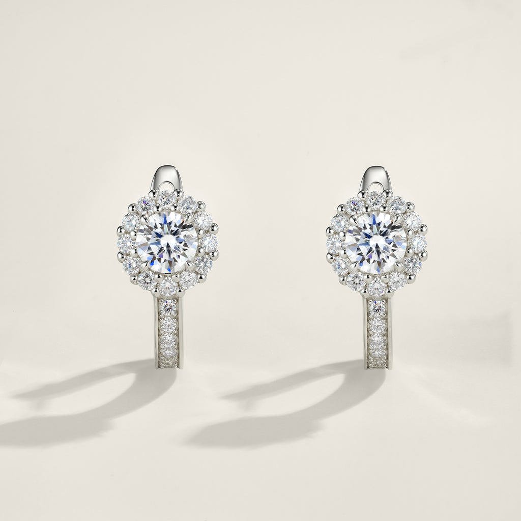 Aloella Moissanite Drop Huggie Hoop Earrings in Sterling Silver