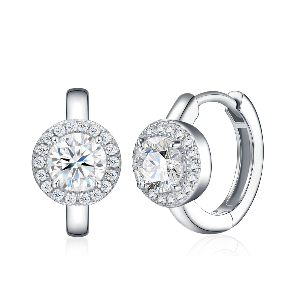 Radiosa Moissanite Drop Huggie Hoop Earrings in Sterling Silver