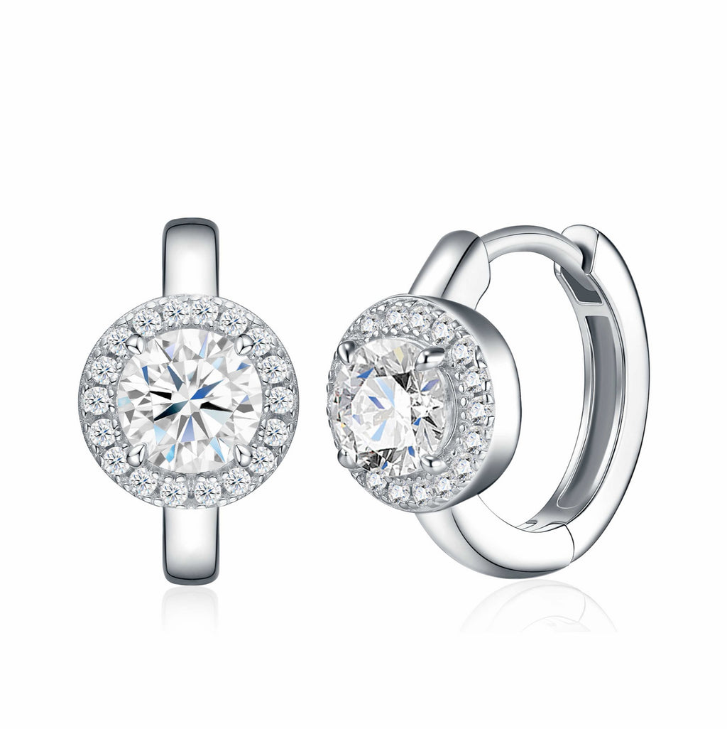Radiosa Moissanite Drop Huggie Hoop Earrings in Sterling Silver