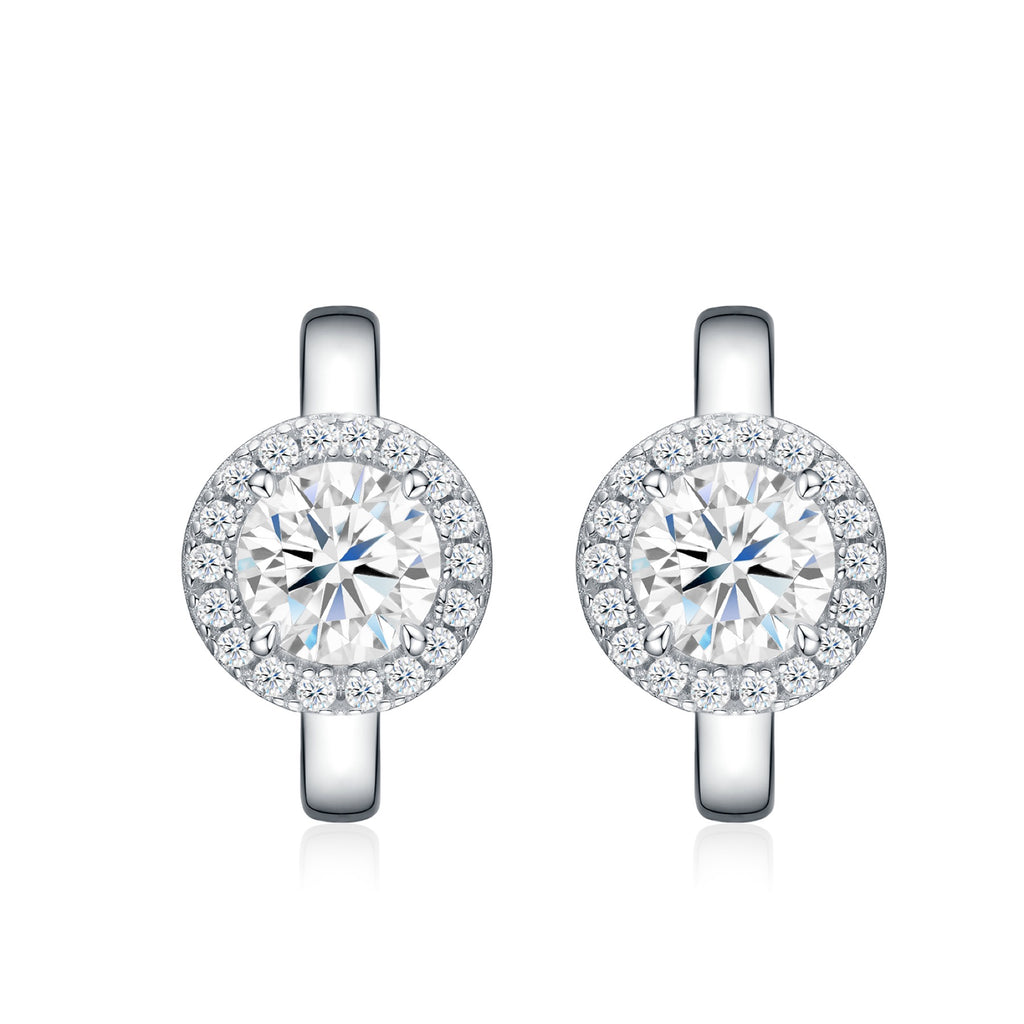 Radiosa Moissanite Drop Huggie Hoop Earrings in Sterling Silver