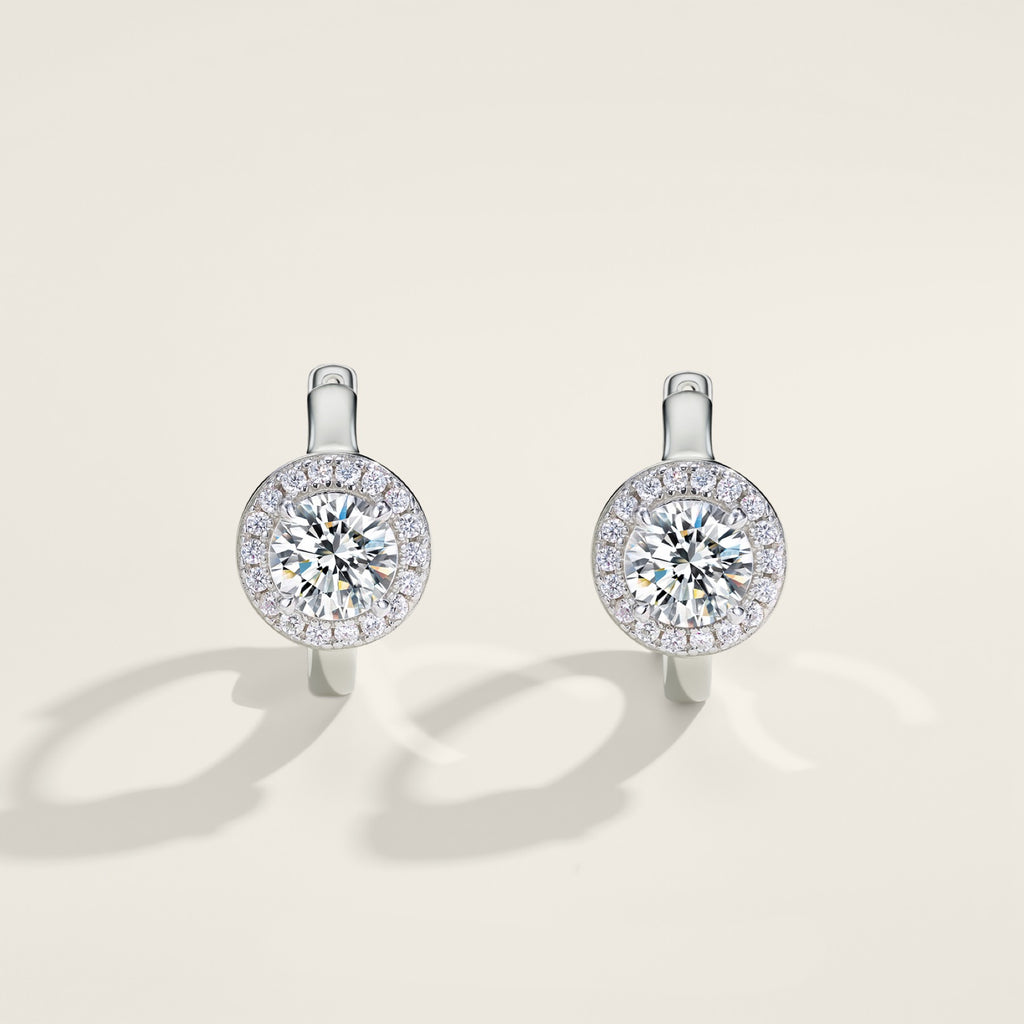 Radiosa Moissanite Drop Huggie Hoop Earrings in Sterling Silver