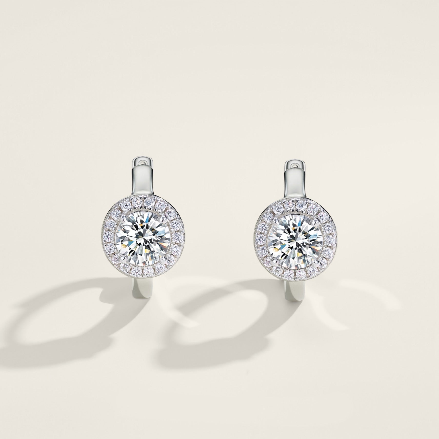 Radiosa Moissanite Drop Huggie Hoop Earrings in Sterling Silver