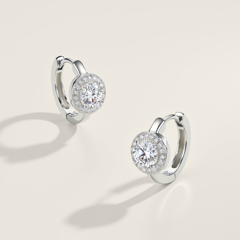Radiosa Moissanite Drop Huggie Hoop Earrings in Sterling Silver