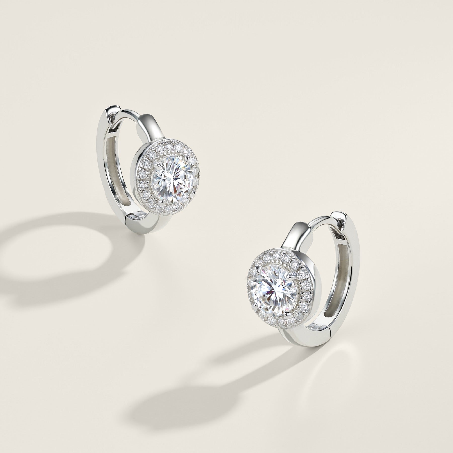 Radiosa Moissanite Drop Huggie Hoop Earrings in Sterling Silver