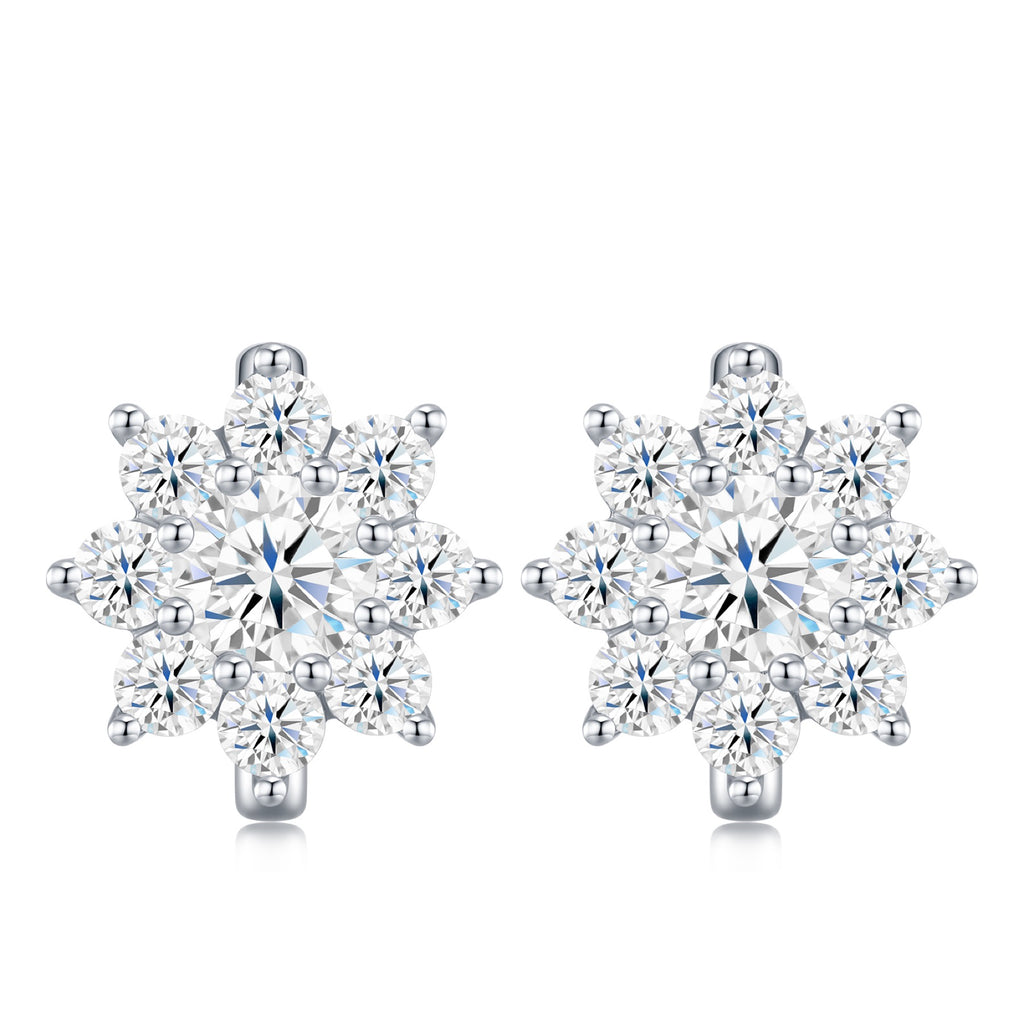 Fioccodineve Moissanite Flower Stud Earrings in Sterling Silver