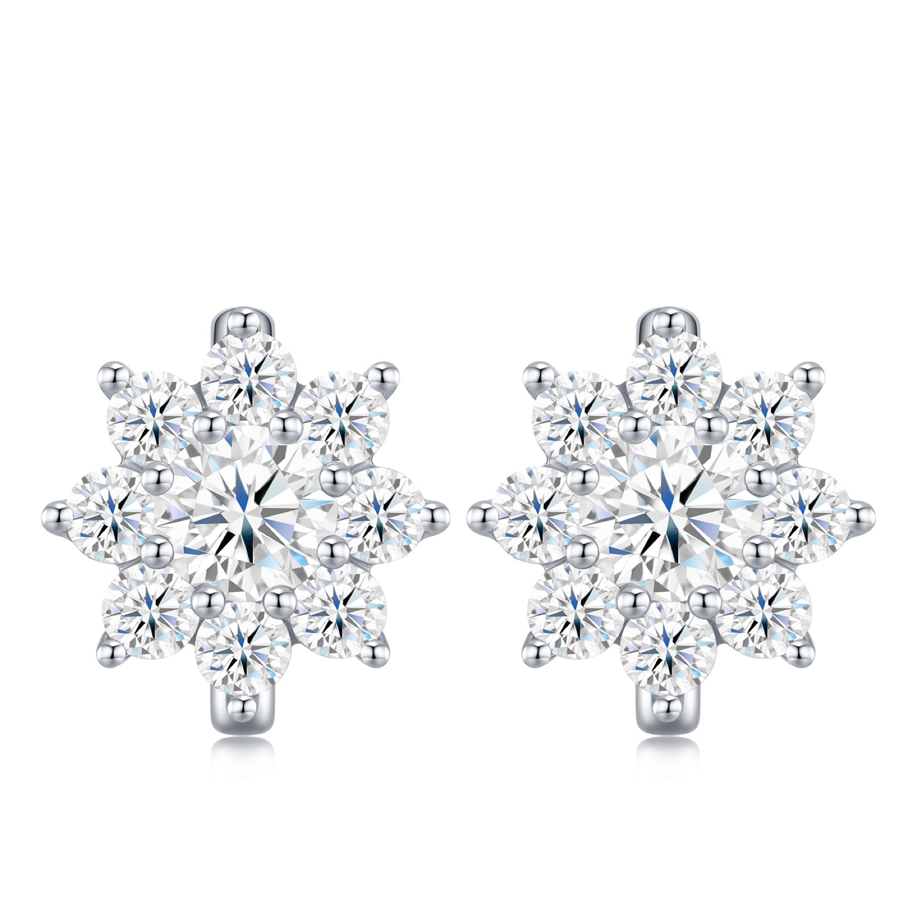 Fioccodineve Moissanite Flower Stud Earrings in Sterling Silver