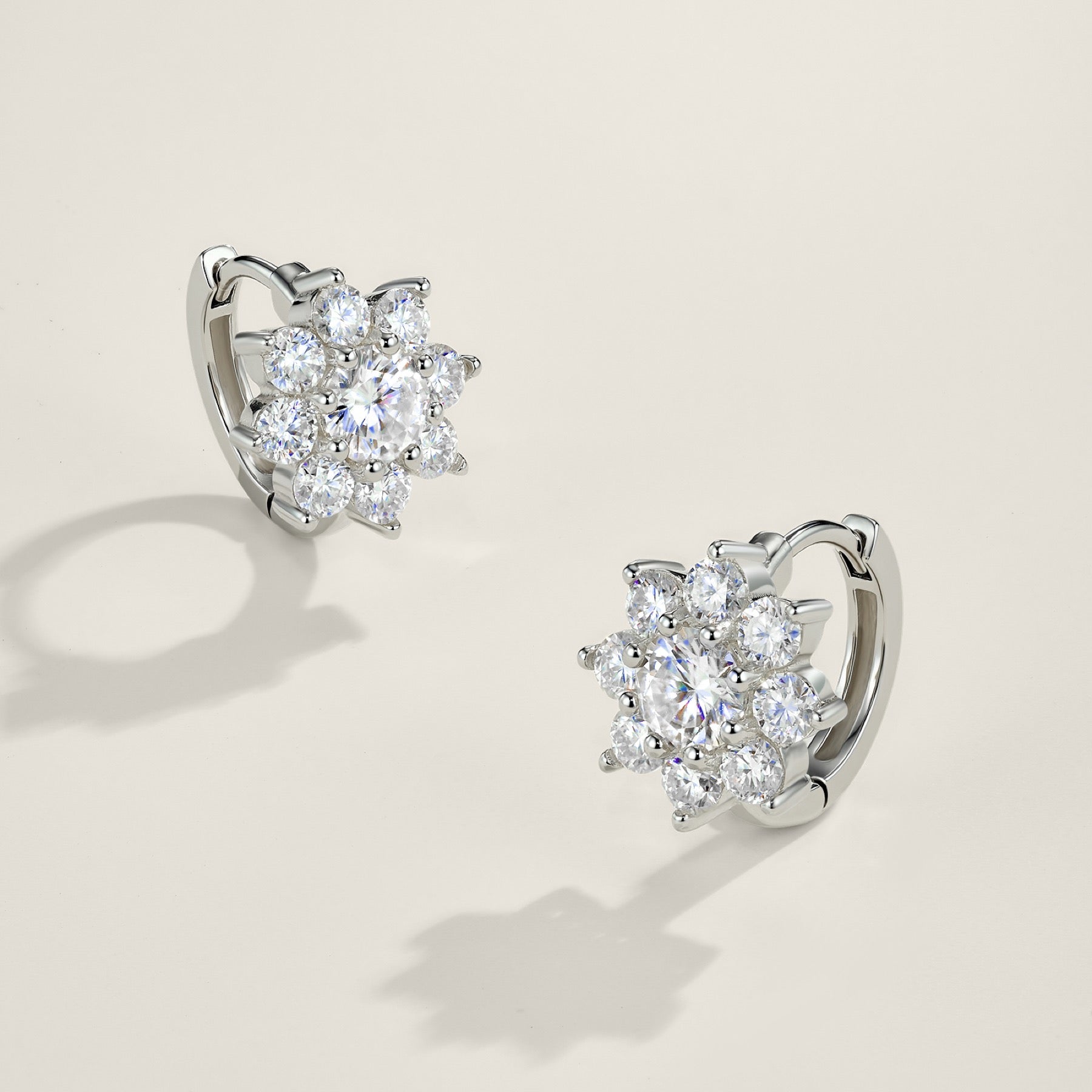 Fioccodineve Moissanite Flower Stud Earrings in Sterling Silver