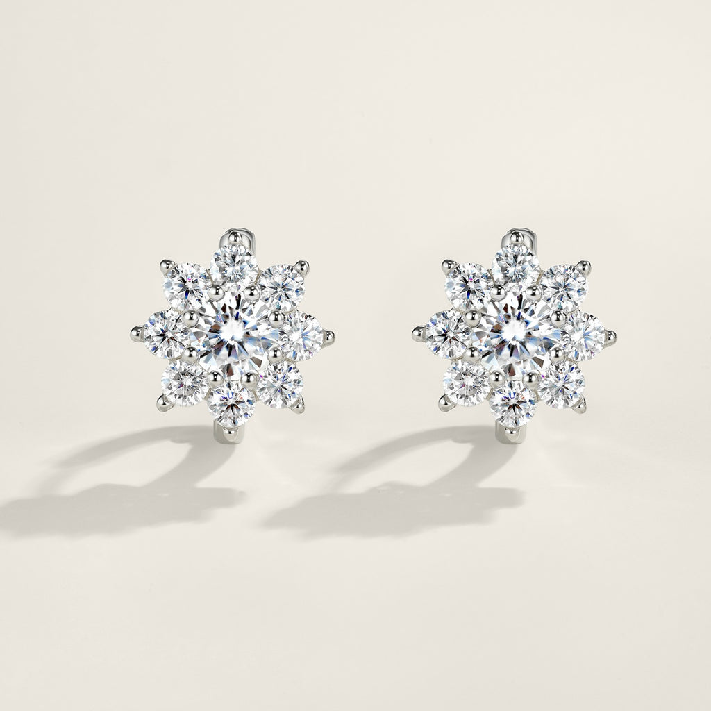 Fioccodineve Moissanite Flower Stud Earrings in Sterling Silver