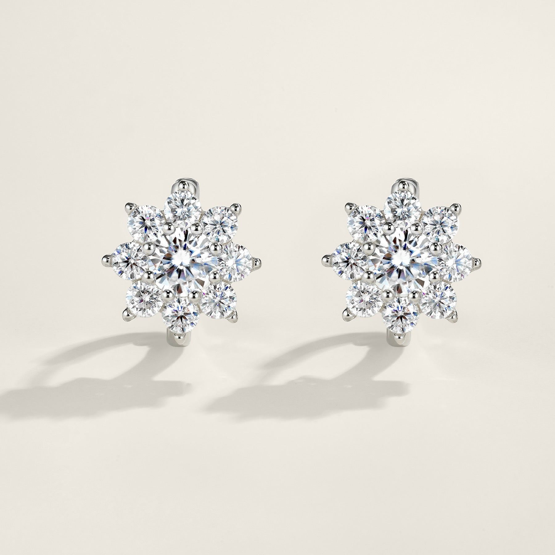 Fioccodineve Moissanite Flower Stud Earrings in Sterling Silver