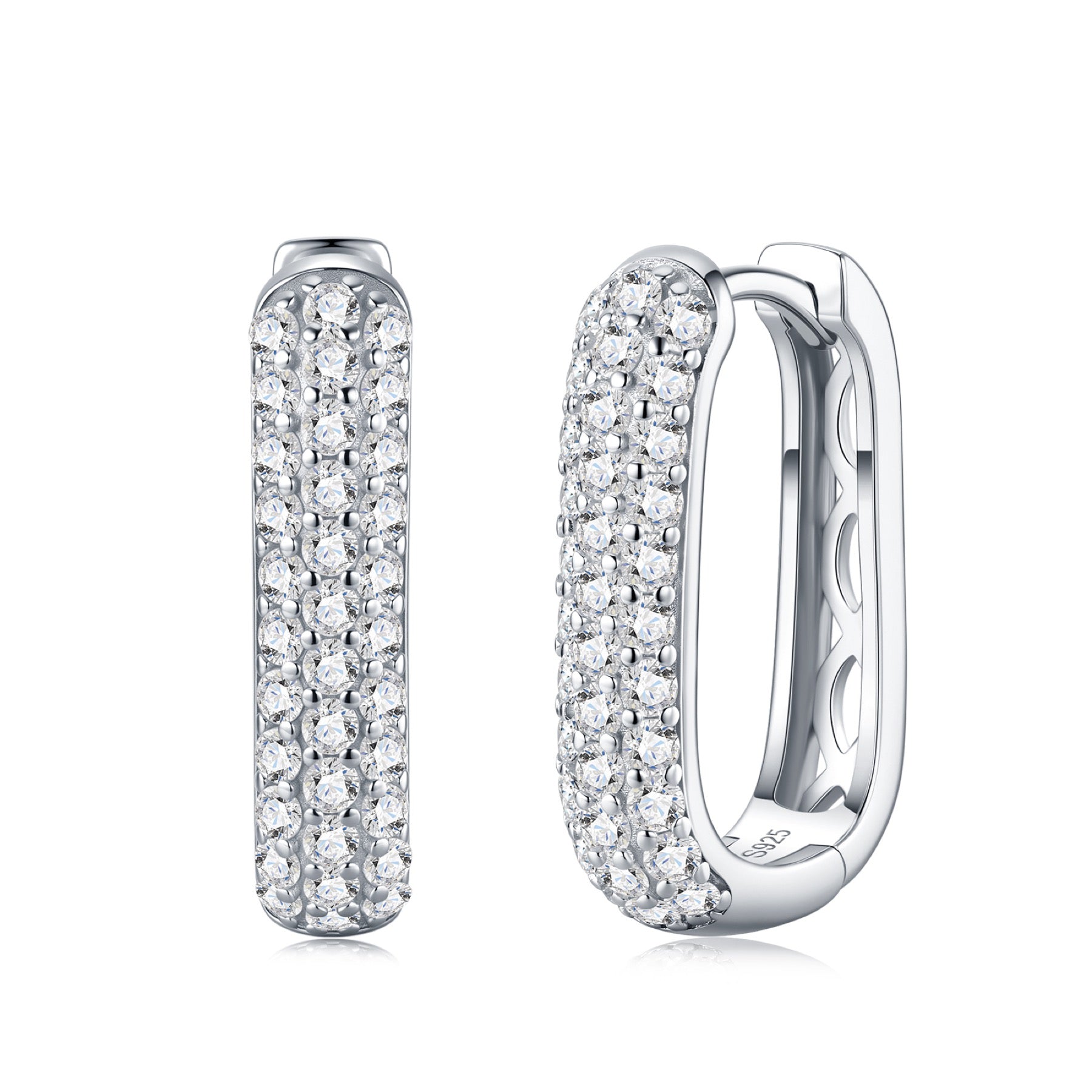 Rettina Moissanite Huggie Hoop Earrings in Sterling Silver