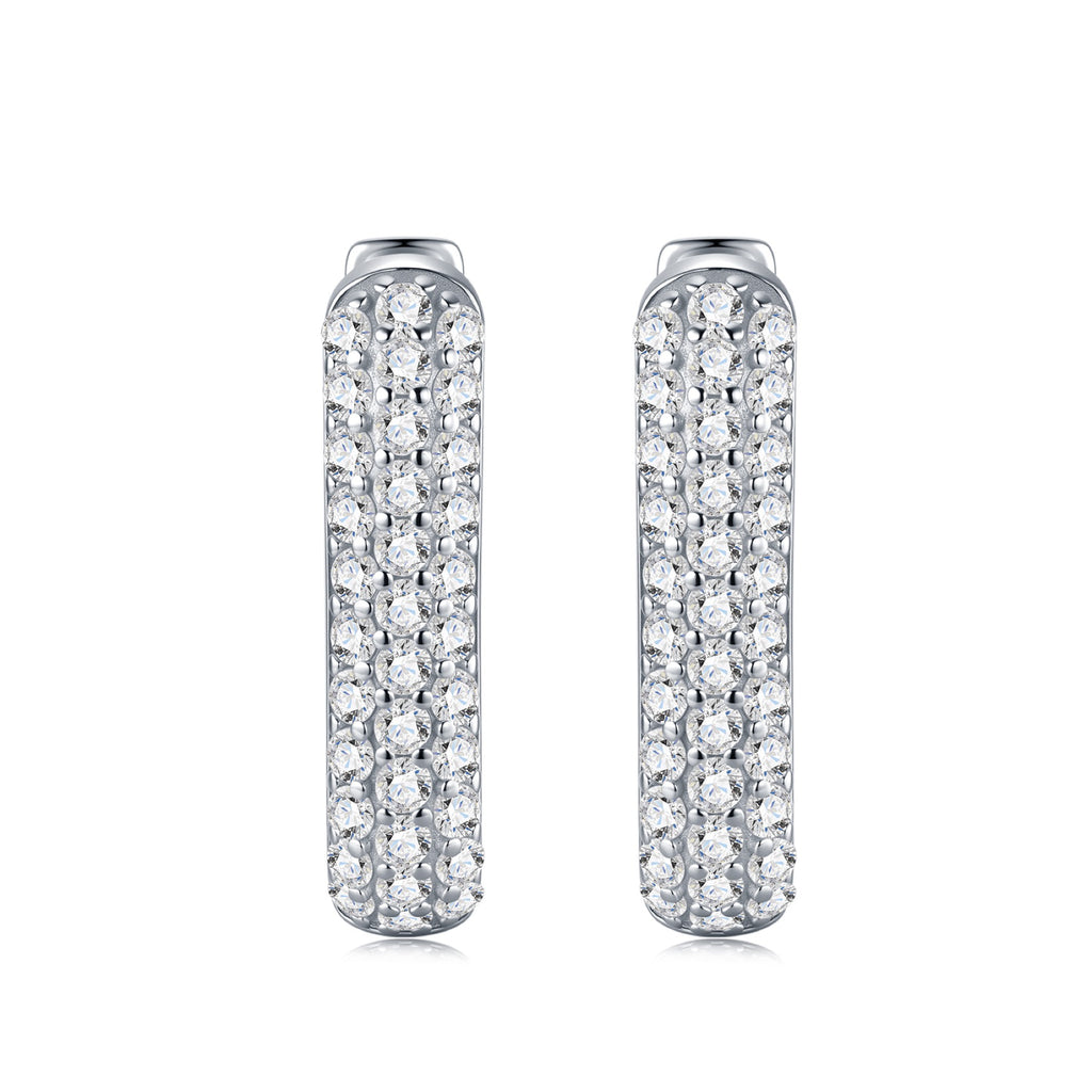 Rettina Moissanite Huggie Hoop Earrings in Sterling Silver