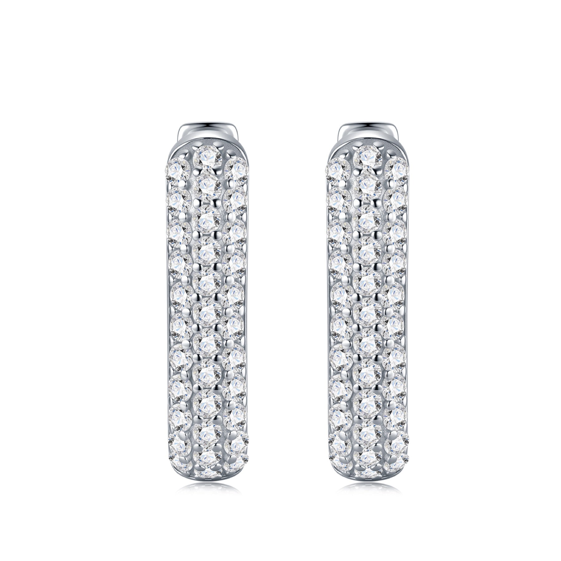 Rettina Moissanite Huggie Hoop Earrings in Sterling Silver