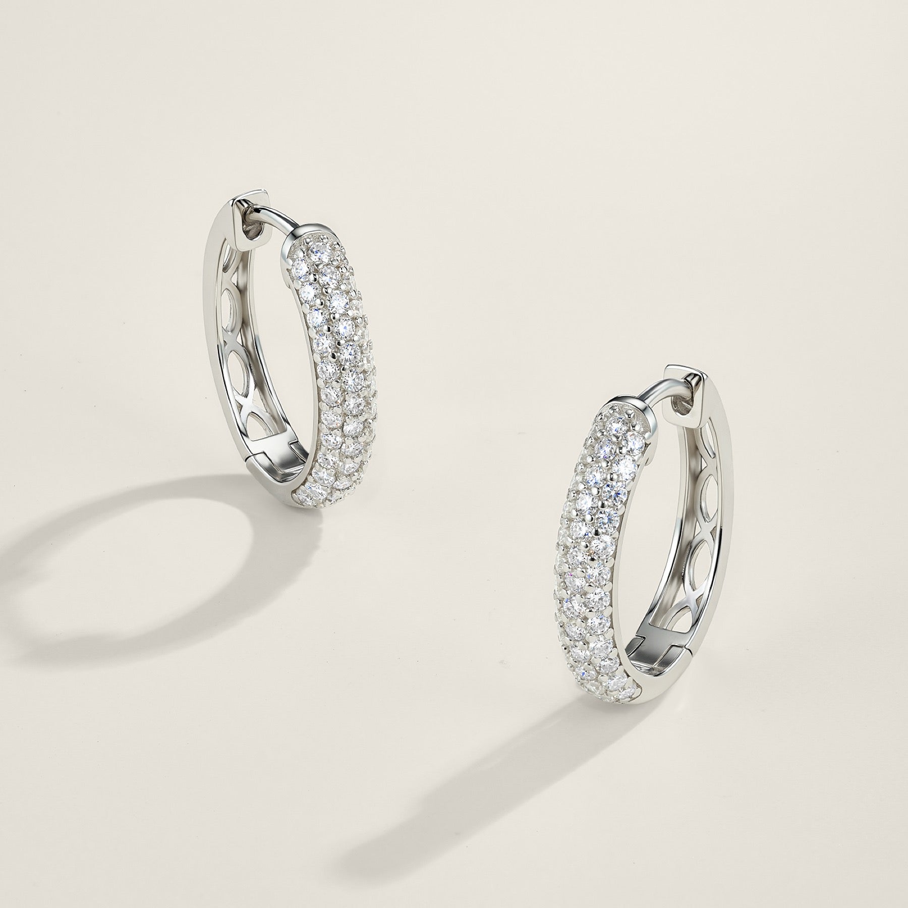 Rettina Moissanite Huggie Hoop Earrings in Sterling Silver
