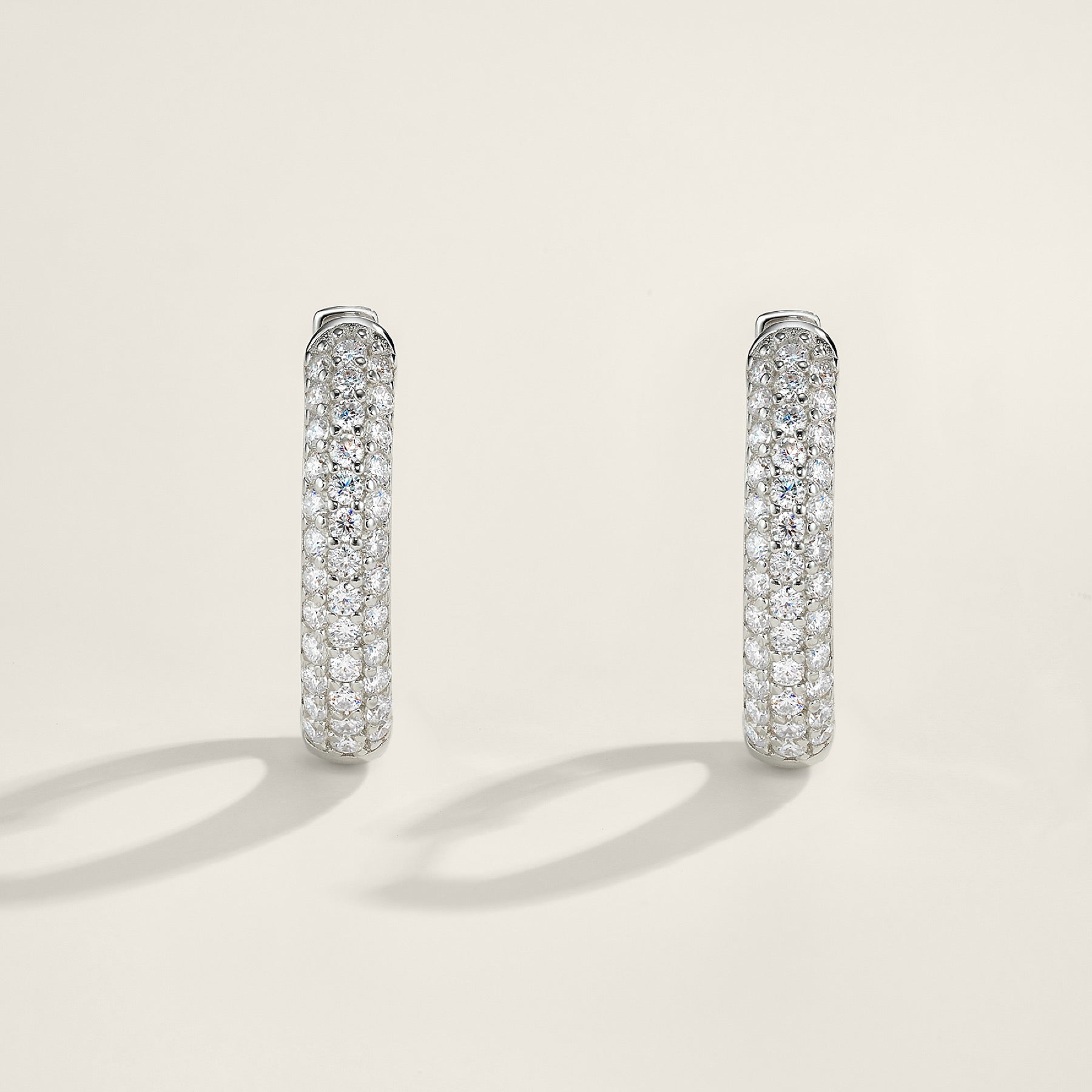 Rettina Moissanite Huggie Hoop Earrings in Sterling Silver