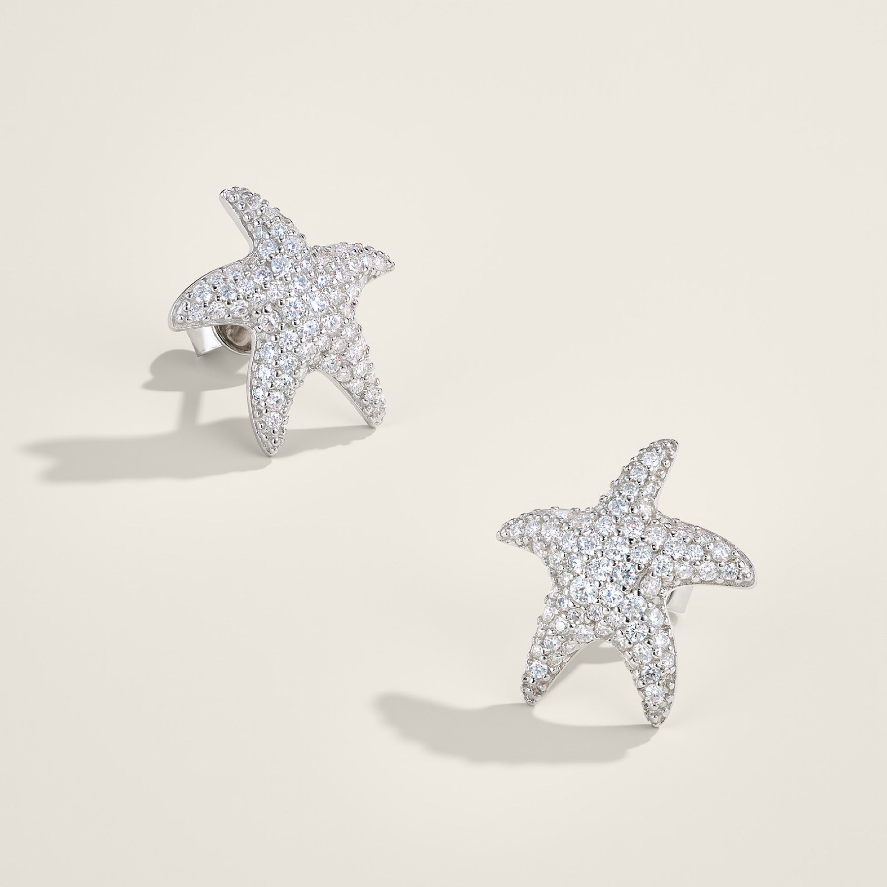 Stellamarina Moissanite Starfish Stud Earrings in Sterling Silver