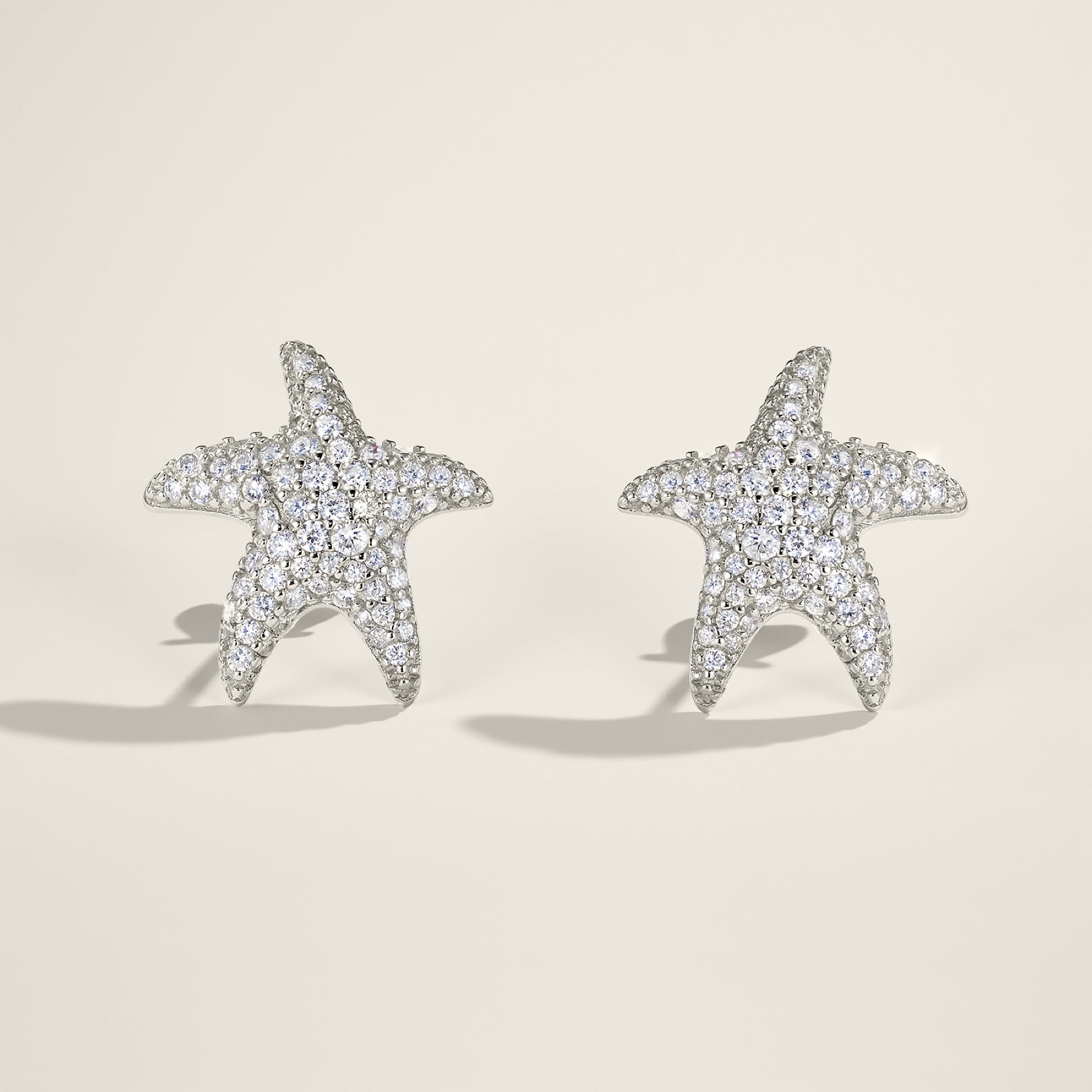 Stellamarina Moissanite Starfish Stud Earrings in Sterling Silver