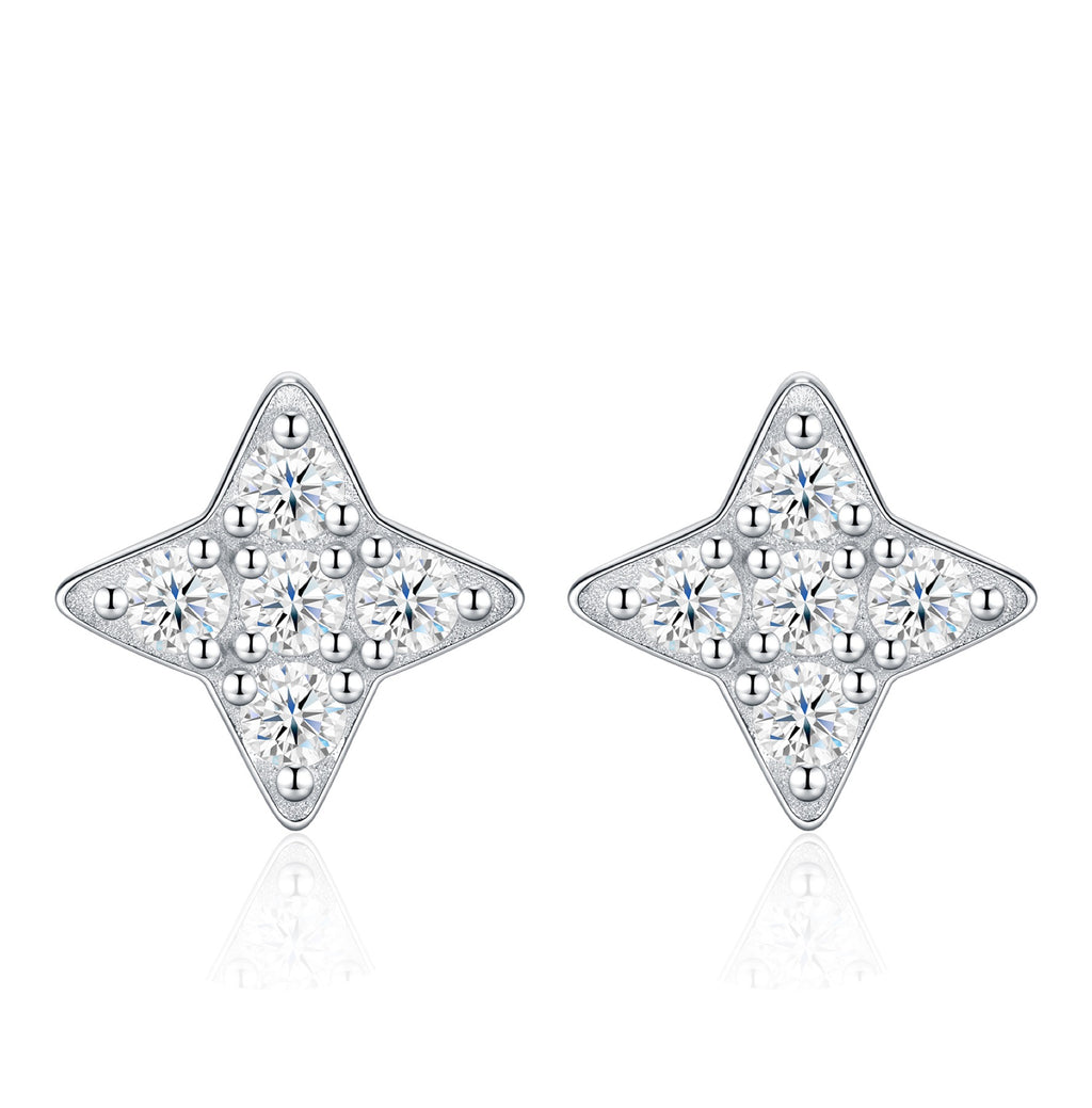Scintillina Moissanite Star Stud Earrings in Sterling Silver