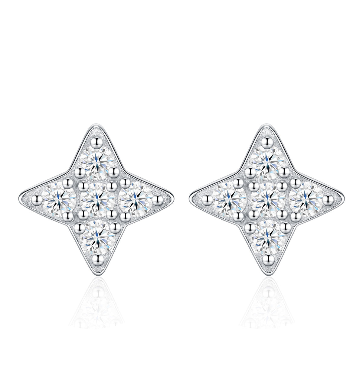 Scintillina Moissanite Star Stud Earrings in Sterling Silver
