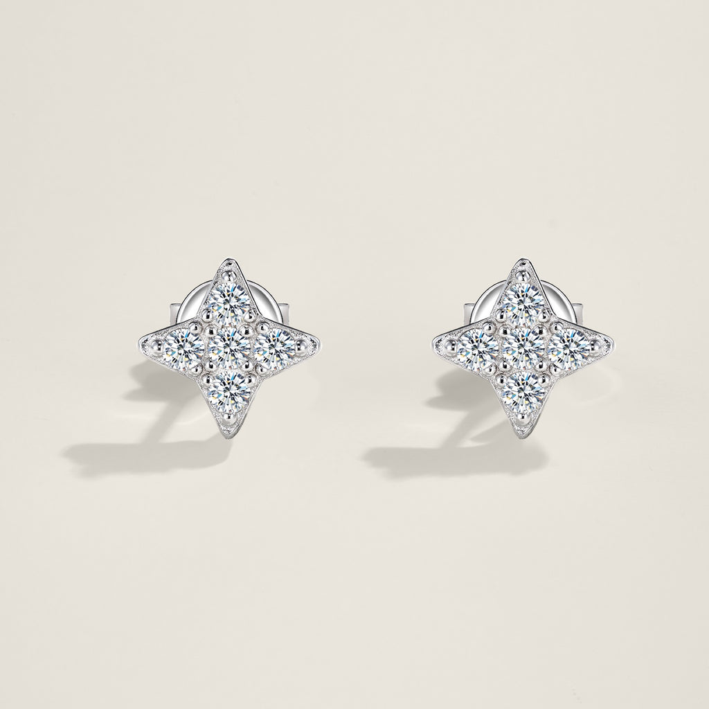 Scintillina Moissanite Star Stud Earrings in Sterling Silver
