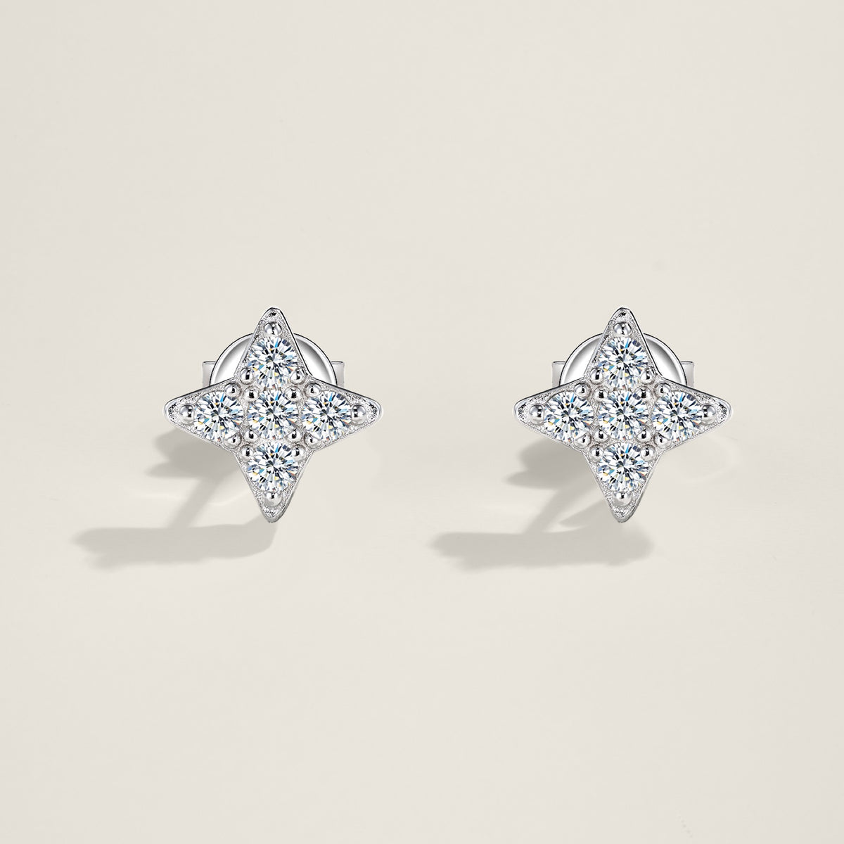 Scintillina Moissanite Star Stud Earrings in Sterling Silver