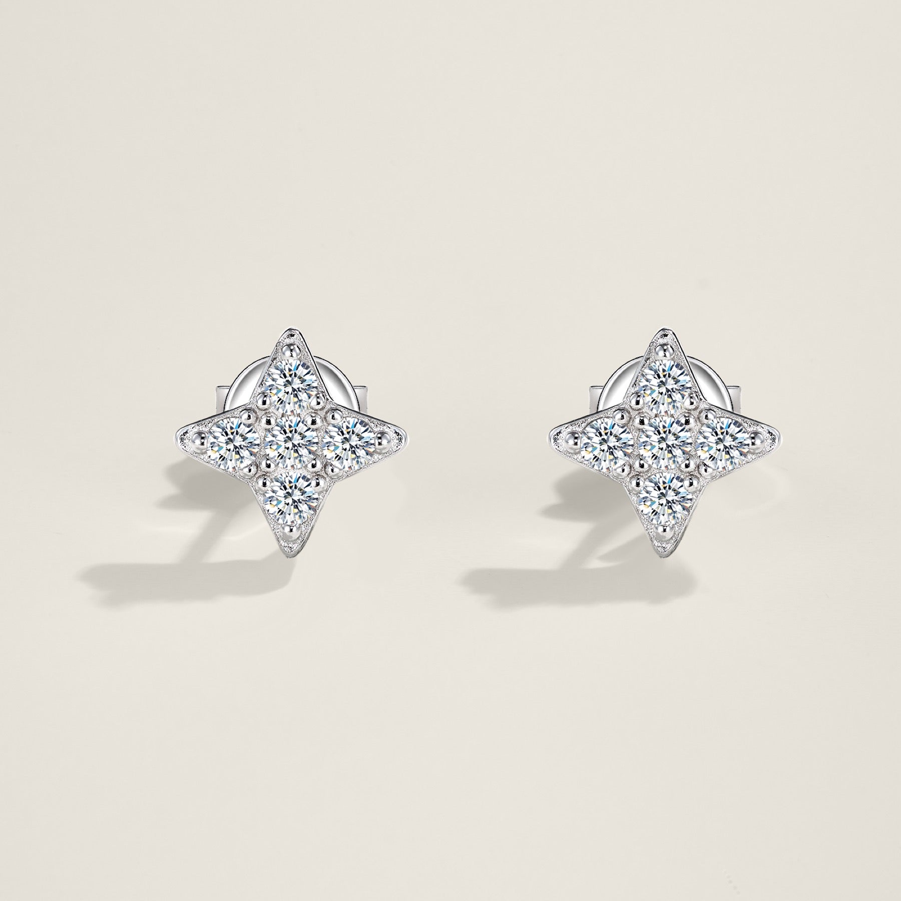 Scintillina Moissanite Star Stud Earrings in Sterling Silver