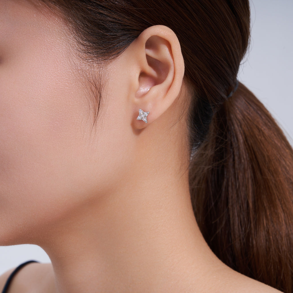 Scintillina Moissanite Star Stud Earrings in Sterling Silver
