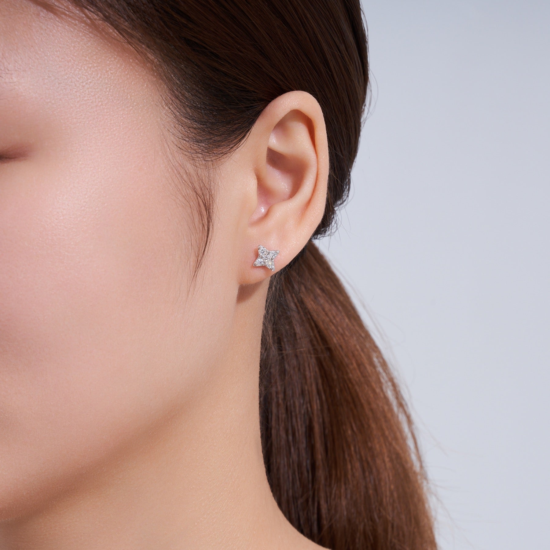 Scintillina Moissanite Star Stud Earrings in Sterling Silver