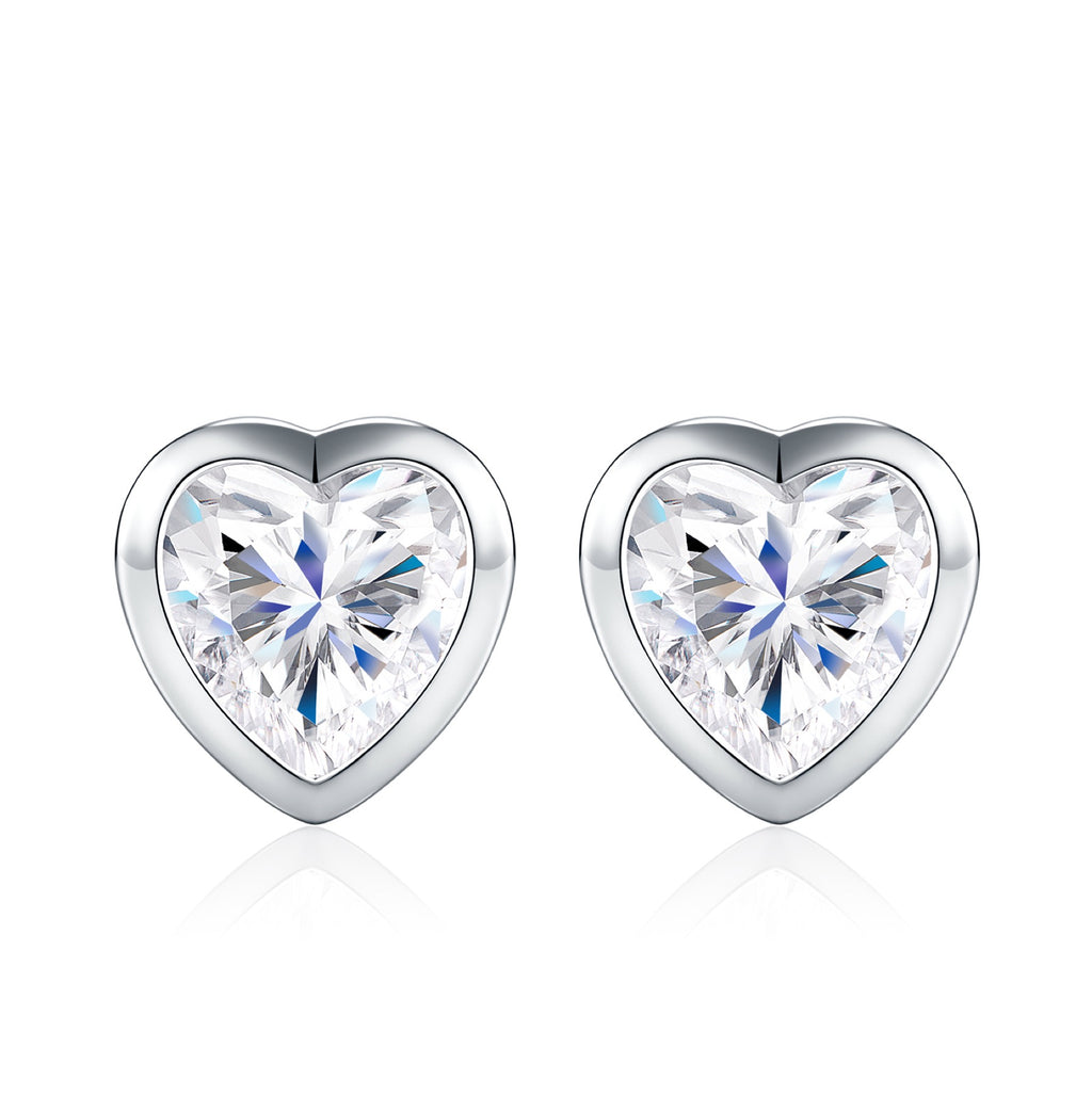 Cuorpieno Heart-Cut Moissanite Heart Stud Earrings in Sterling Silver
