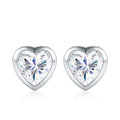 Cuorpieno Heart-Cut Moissanite Heart Stud Earrings in Sterling Silver