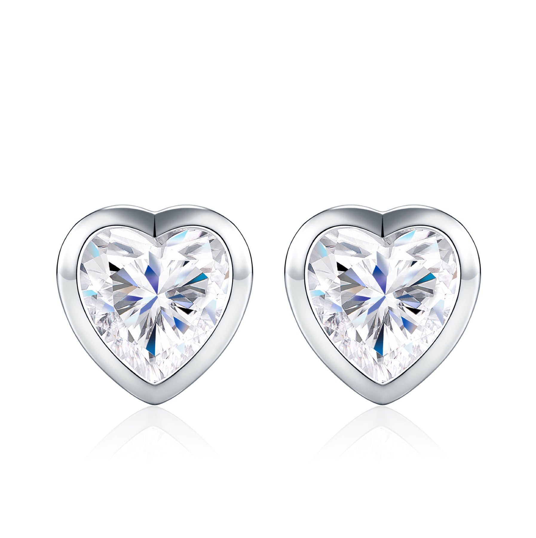 Cuorpieno Heart-Cut Moissanite Heart Stud Earrings in Sterling Silver
