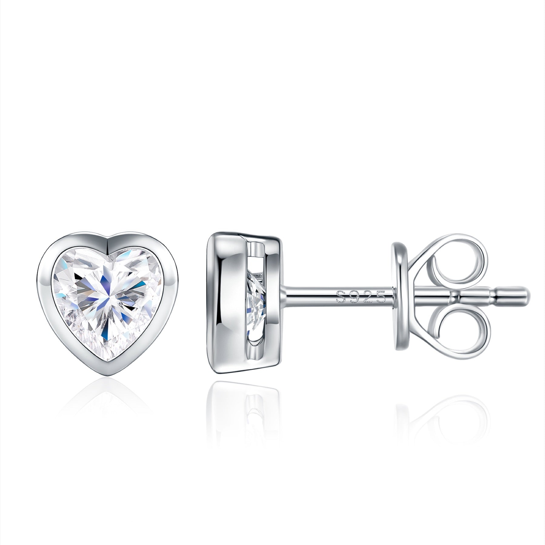 Cuorpieno Heart-Cut Moissanite Heart Stud Earrings in Sterling Silver