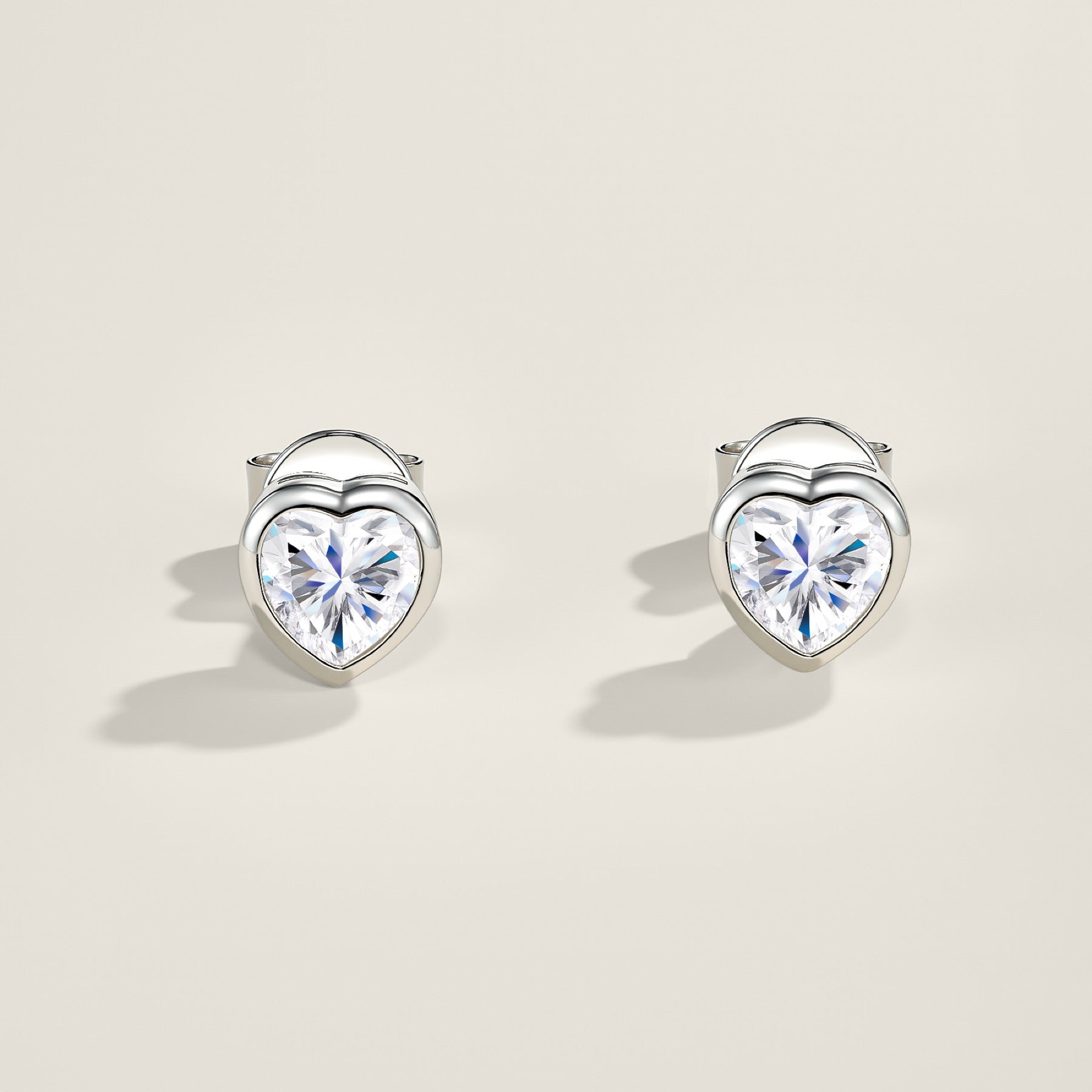 Cuorpieno Heart-Cut Moissanite Heart Stud Earrings in Sterling Silver