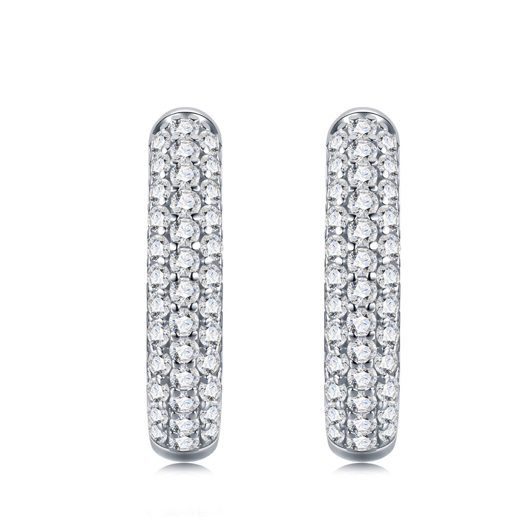 Doppiofila Moissanite Huggie Hoop Earrings in Sterling Silver