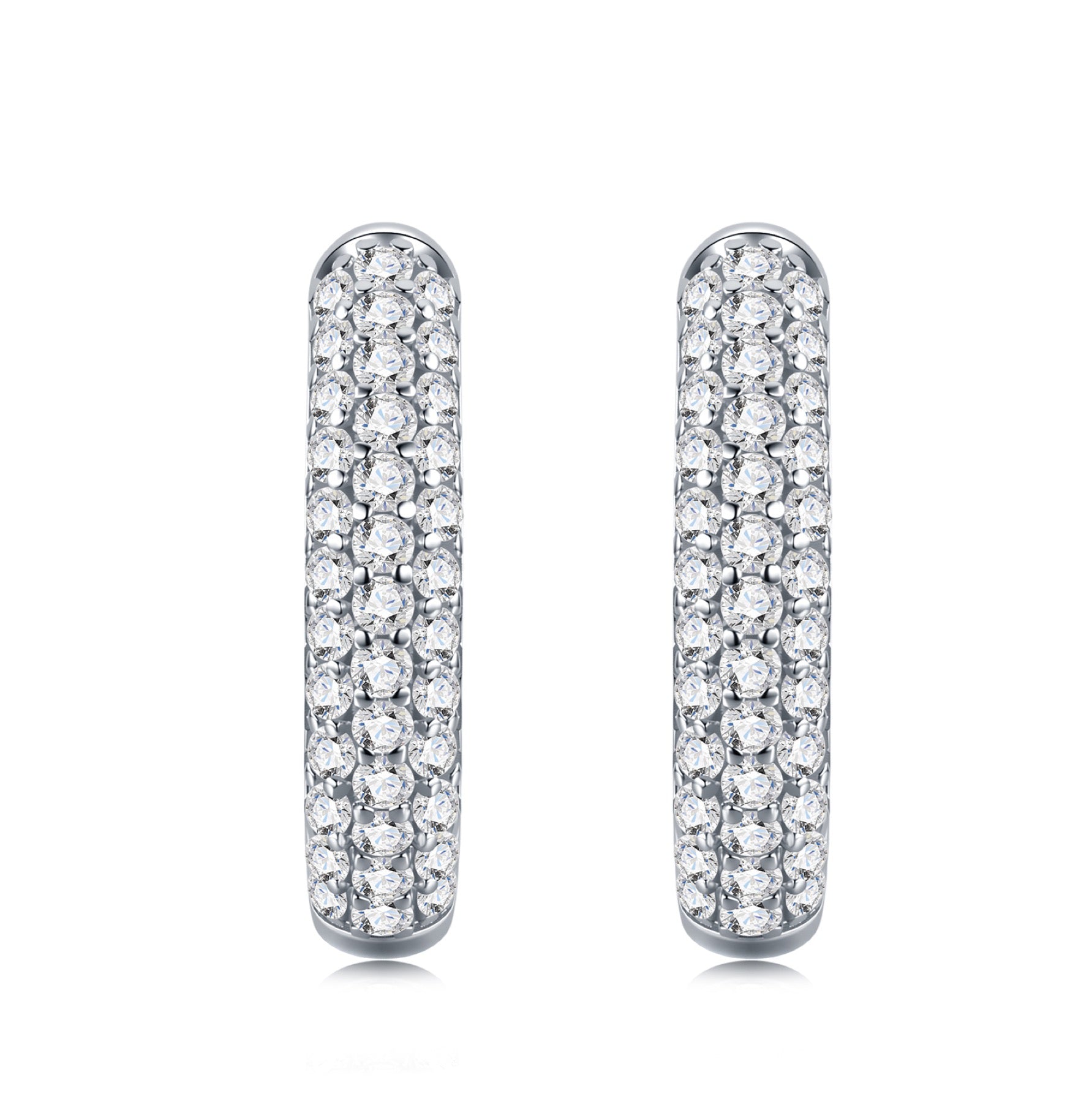 Doppiofila Moissanite Huggie Hoop Earrings in Sterling Silver