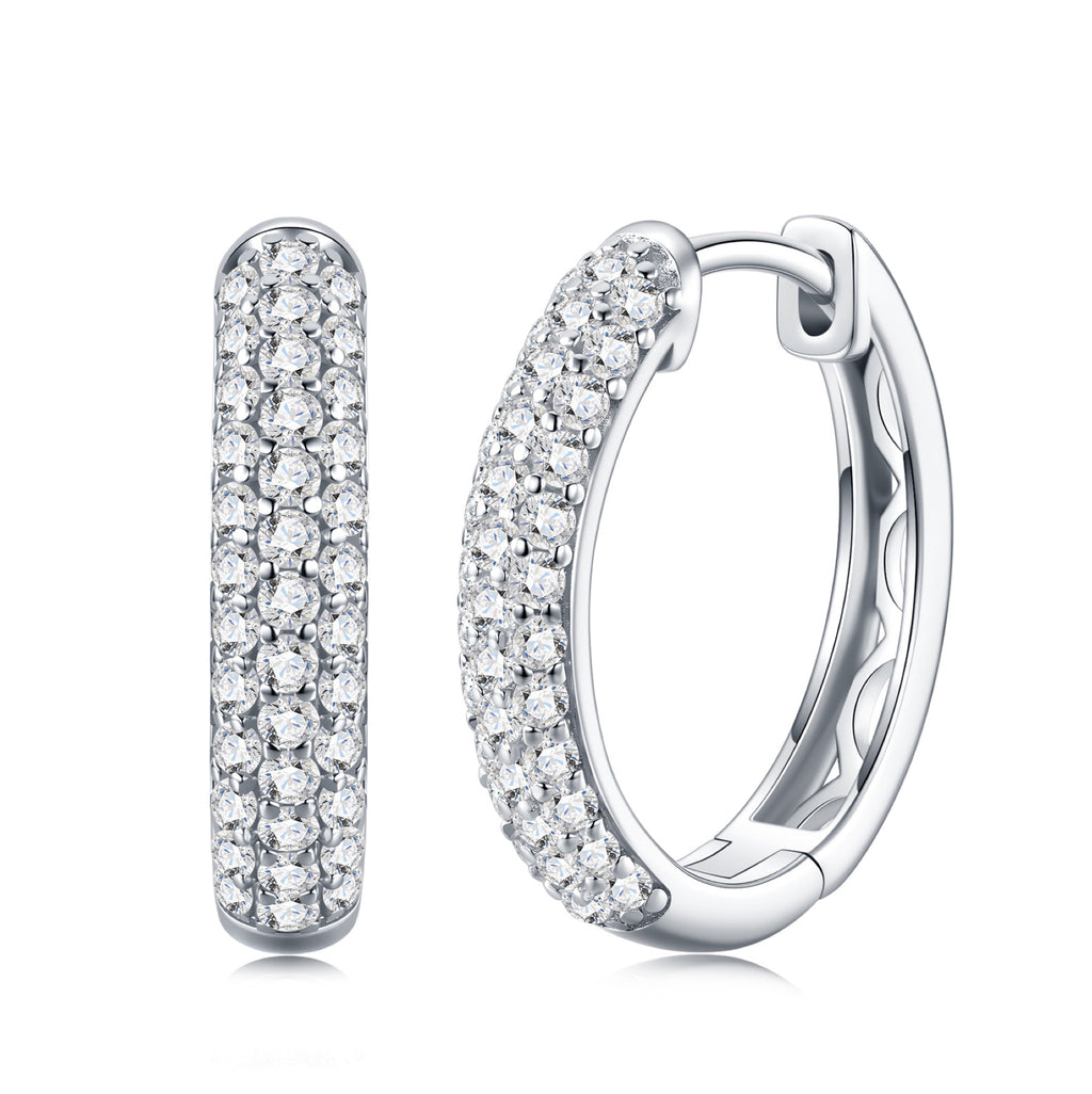 Doppiofila Moissanite Huggie Hoop Earrings in Sterling Silver