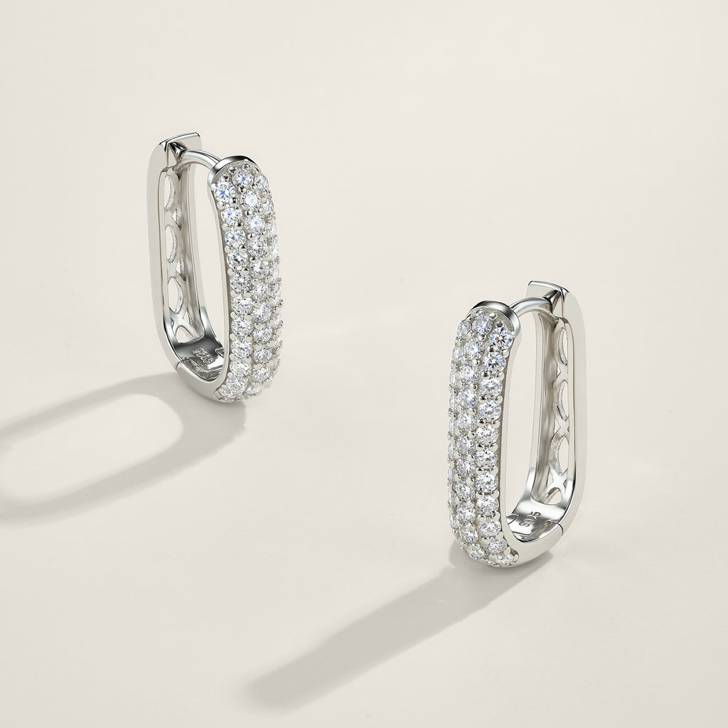Doppiofila Moissanite Huggie Hoop Earrings in Sterling Silver