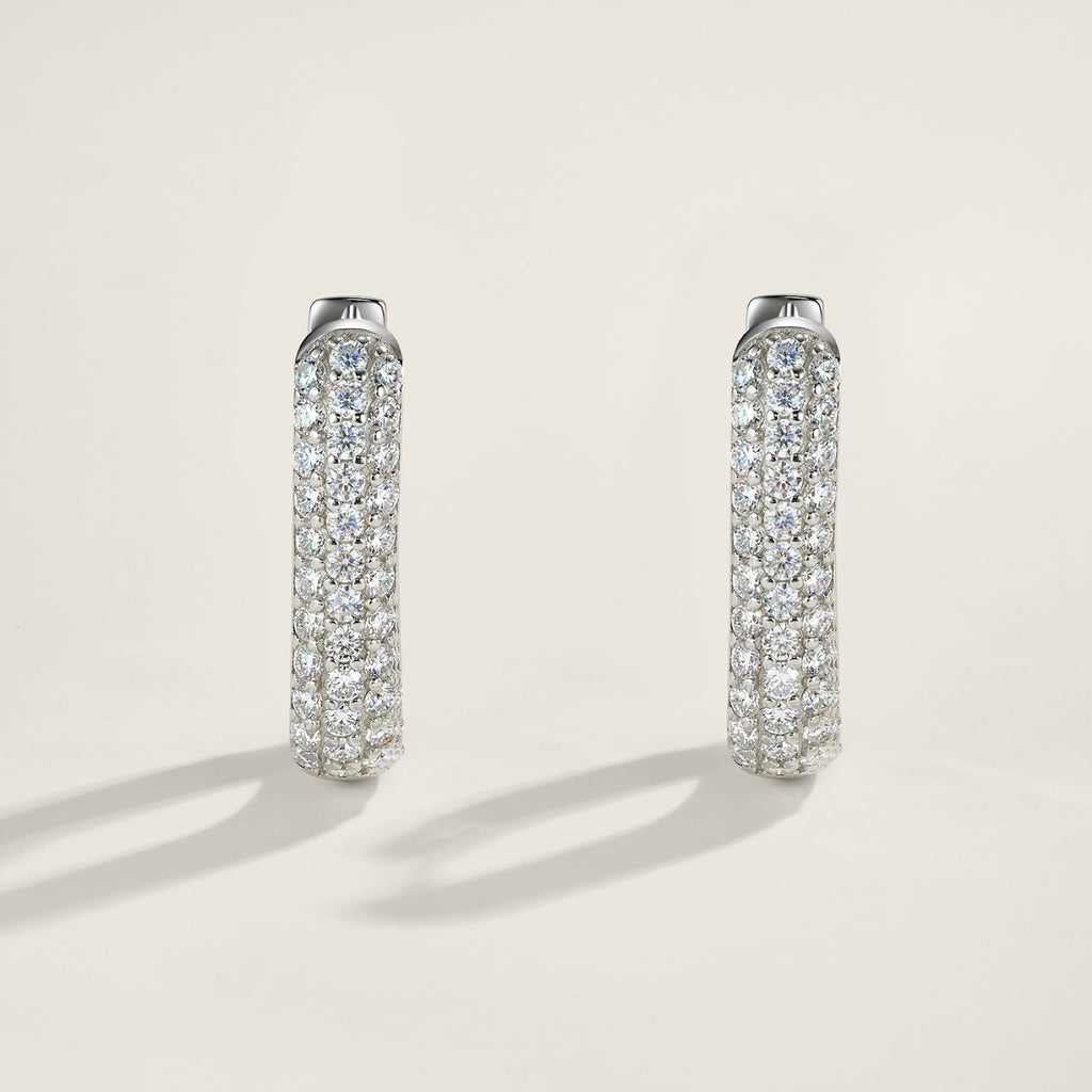 Doppiofila Moissanite Huggie Hoop Earrings in Sterling Silver