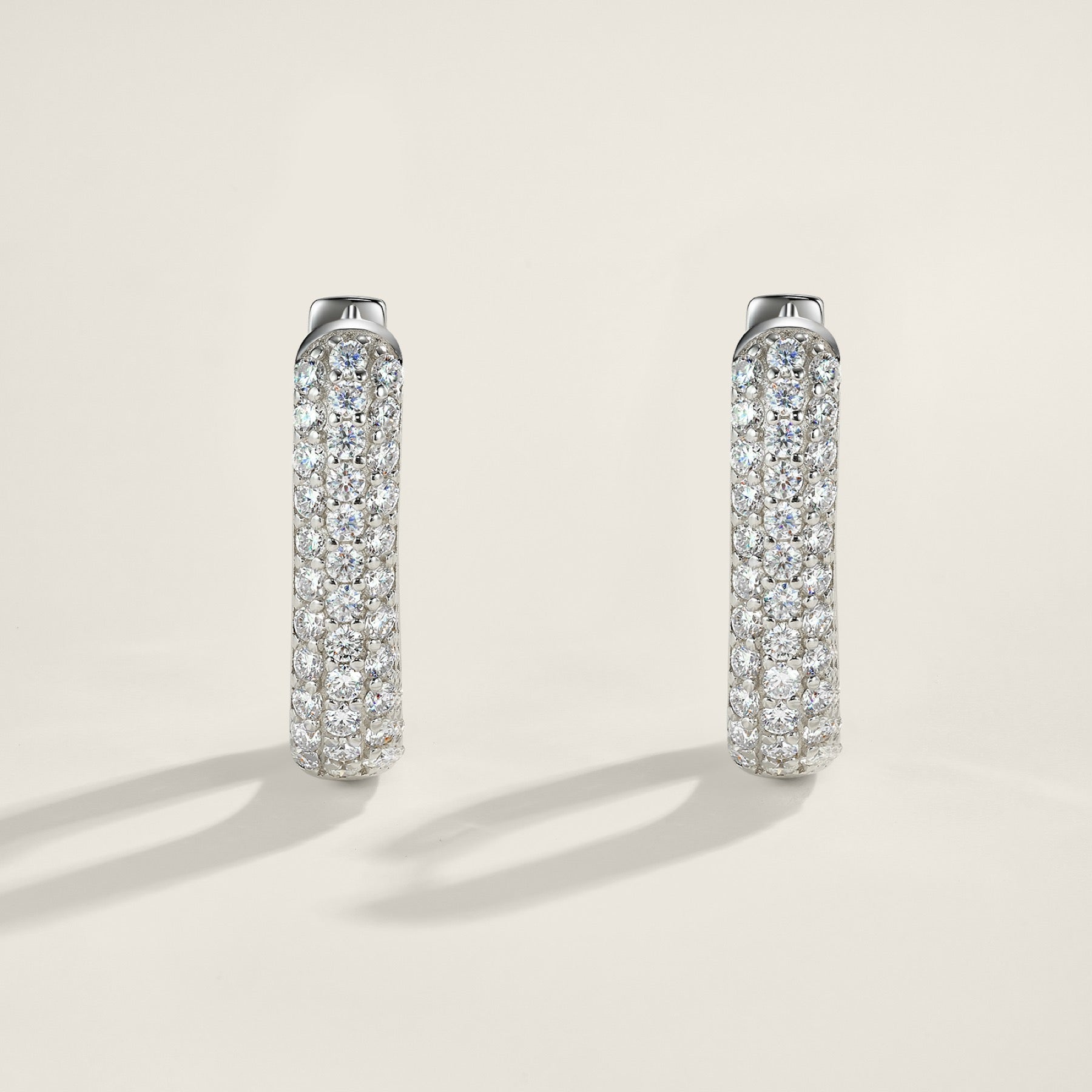 Doppiofila Moissanite Huggie Hoop Earrings in Sterling Silver
