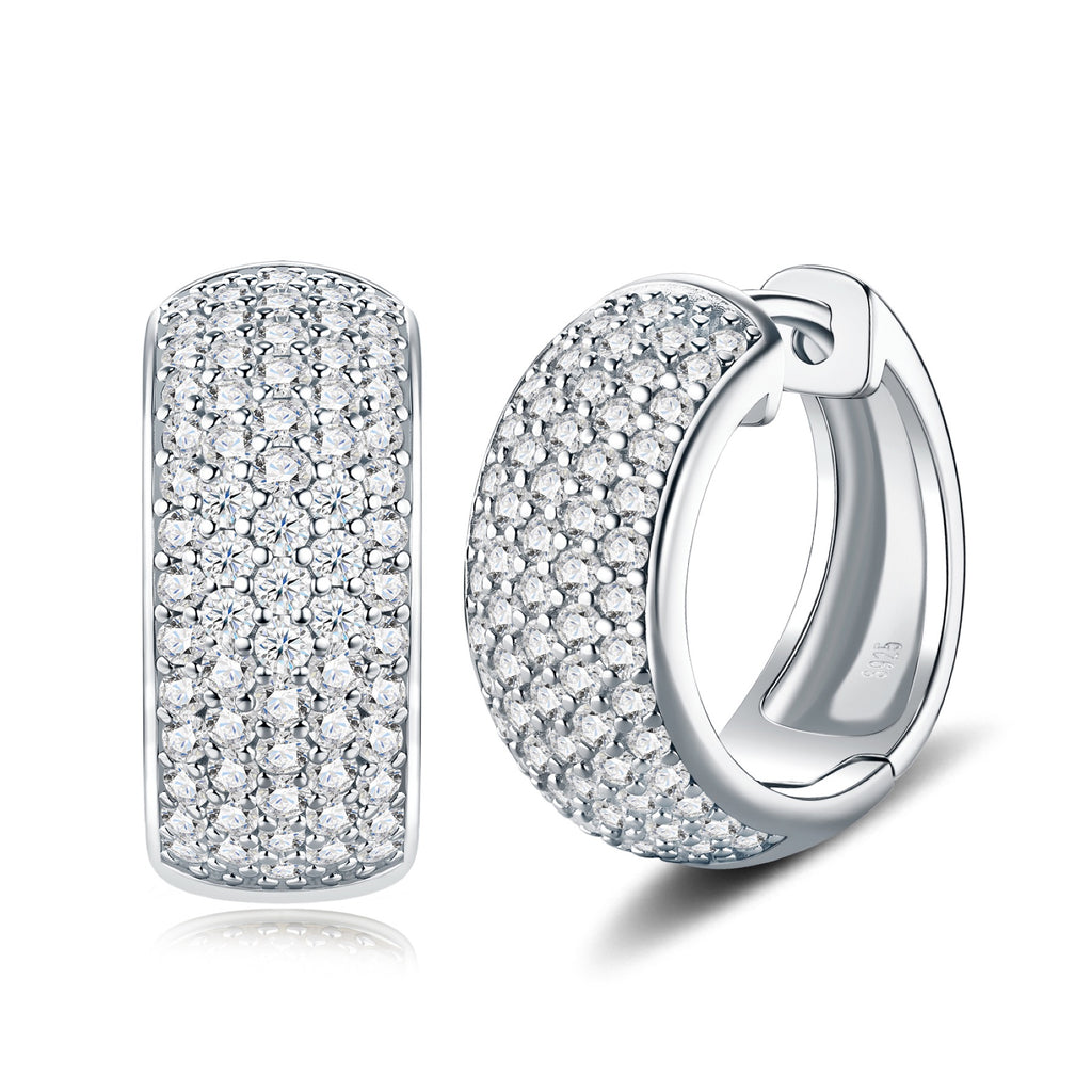 Larga Moissanite Huggie Hoop Earrings in Sterling Silver