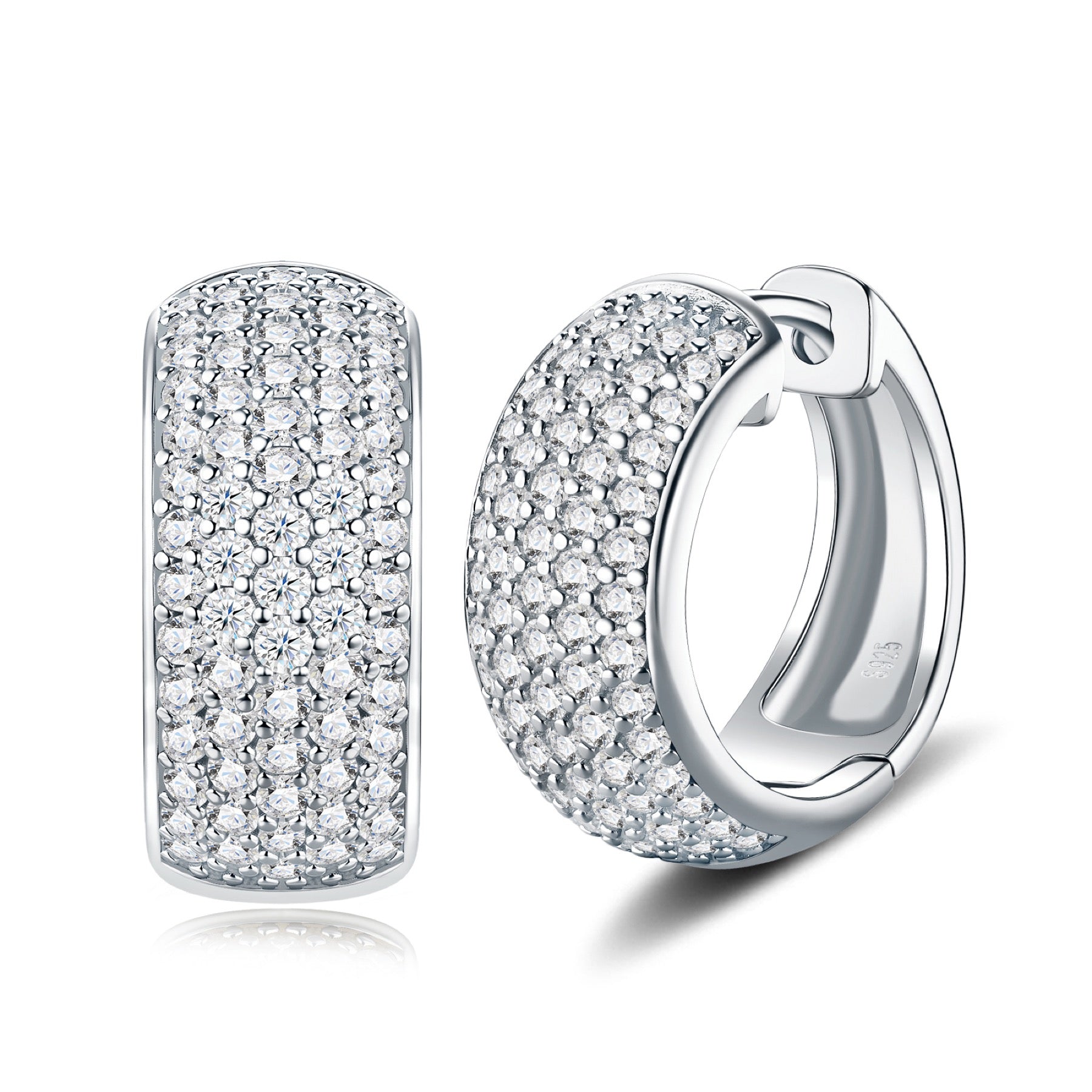 Larga Moissanite Huggie Hoop Earrings in Sterling Silver