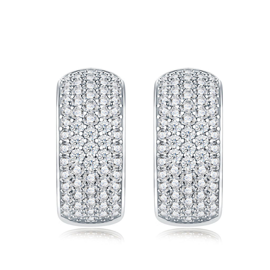Larga Moissanite Huggie Hoop Earrings in Sterling Silver