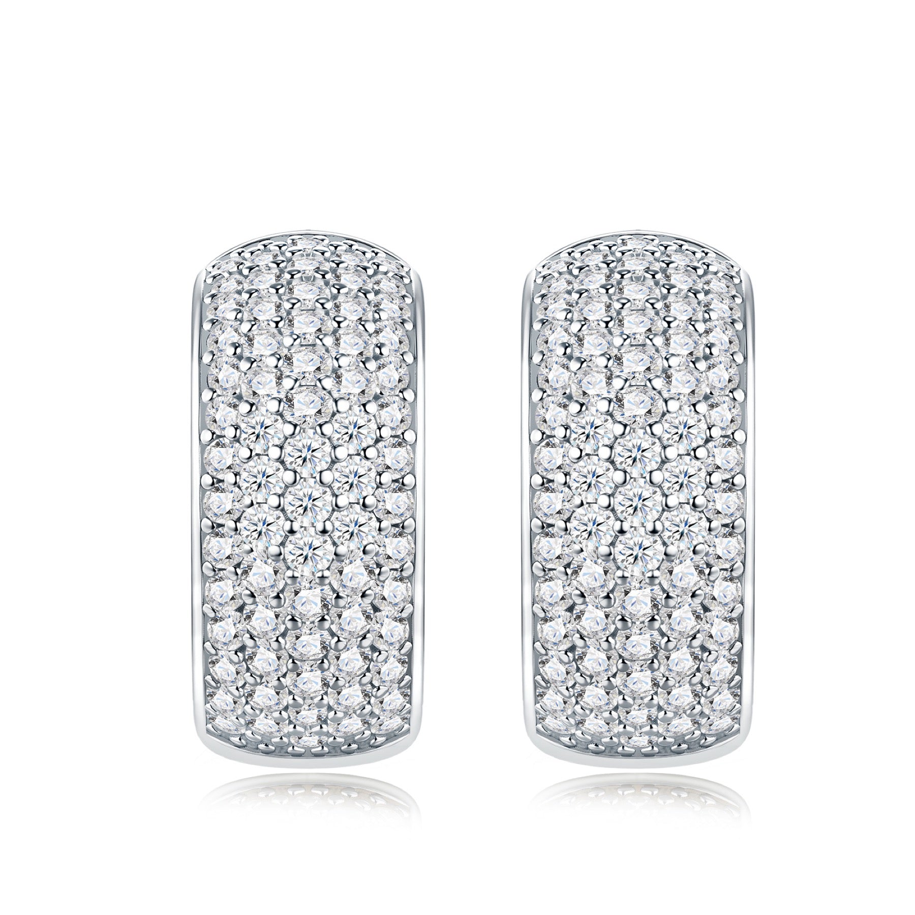 Larga Moissanite Huggie Hoop Earrings in Sterling Silver